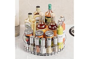 Yalisite Portaspezie Girevole, Porta Spezie Girevole Per Cucina, Vassoio Girevole 360°, Adatto per La Conservazione in Cucine, Armadi, Frigoriferi, Specchiere, ecc. (Trasparente)