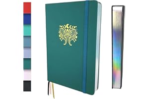 Schloss Planner A5 Bullet Journal | 180 g/m² extra dickes Bambus Papier | 160 Seiten | Gepunktet/Dot Grid | Nachhaltiges Notizbuch/Tagebuch | Silberner Buchschnitt (Schmetterling, Grün)