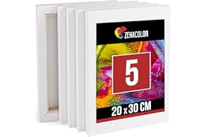 Zenacolor Leinwand auf Keilrahmen 5er Set - Leinwand Zum Bemalen 20x30-5 Canvas 100% Säurefreie Baumwolle - - Leinwände Set für Alle Farbarten