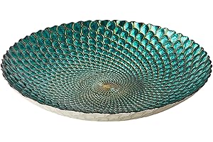 Anton Studio Designs - Peacock Bowl - Diameter 41 cm - Decorative Glass Bowl for Home and Holiday Decoration