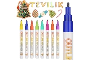 ‎TEVILIK TEVILIK Gold Glitzerstifte Magische Stifte, Geschenke für Mädchen, Ostergeschenke Kinder, 8 Outline Metallic Zauberstifte für Scrapbooking, Ostern Basteln Kinder, Mädchen Geschenke 4-12 jahre