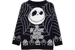 POPGEAR Disney The Nightmare Before Christmas Jack Spider Web Knitted Jumper, Kids, 5-13 Years, Black, Official Merchandise