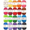 Mira HandCrafts 20 Acrylic Yarn Bonbons - 438 Yards Multicolor Yarn in Total - Great Crochet and Knitting Starter Kit for Colourful Craft - Assorted Colours - 7 PDF Ebooks with Yarn Patterns