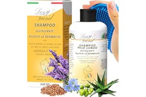 LexyFriend Shampoo per Cani Districante Pelo Lungo 500ml | Shampoo Cane Gatto Scioglinodi Rilassante con Profumo Bio | Naturale Protettivo - PELO LUNGO