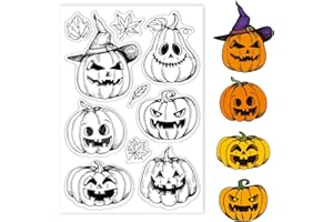 ‎GLOBLELAND GLOBLELAND Halloween Horror Kürbis Transparente Stempel für DIY Scrapbooking Dekoration Ahornblatt Halloween Transparente Silikonstempel für die Herstellung von Karten Fotoalbum Dekoration