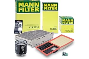 MANN-FILTER Inspection Package Filter Set 1 x Oil Filter, 1 x Air Filter, 1 x Cabin Air Filter (Activated Carbon Filter), Compatible with Seat Altea, Leon, Skoda Octavia 2, VW Caddy, Golf Plus 5, Golf