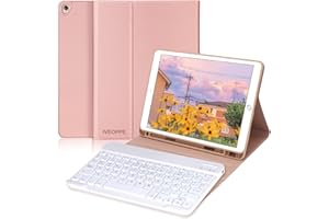 IVEOPPE Teclado Desmontable iPad 6 Generación, Funda Magnética con Teclado 9.7 Español Bluetooth para iPad 2018/iPad 5 Gen 2017/iPad Pro 9.7/iPad Air 2/iPad Air 1, Rosa