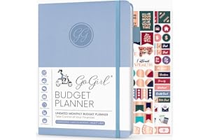 GoGirl Budget Planner – Monthly Financial Planner Organizer Budget Book. Expense Tracker Notebook Journal to Control Your Money. Undated – Start Any Time, A5 Size, Lasts 1 Year – Light Blue
