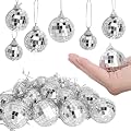 32 Mini Boule a Facette Deco avec Corde, Mini Boule Disco de 2/3/4/5 Cm | 4 Tailles Différentes, Boules à Facettes à Suspendre, Argentée Deco Disco, Décoration de Fêtes Mariages Festivals et Bars