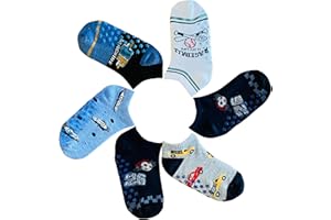 Kids Socks 6 Paia Calze Calzini Corti Bambino in Cotone Colorati Antiscivolo - Modello Estivo Fantasmini (Altezza Caviglia)
