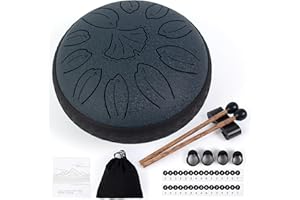 Amkoskr Regentrommel für Draußen, 6 Zoll 11 Noten Stahlzungentrommel C-Dur Stahltrommel Instrument für Yoga, Meditation, Musikerziehung, Geschenk
