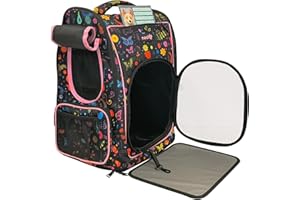 NESTQ Rucksack für Hunde und Katzen, Max. 5kg, Schmetterling Pink, Ergonomischer Träger mit Belüftung, Backpack for Dogs and Cats, Hundebesitzer und Katzenfreunde, Ideal für Picknick