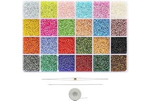 Bala&Fillic Glass Silver Lined Seed Beads 2mm, About 24000pcs in Box 24 Colors, Perles de rocaille doublées d'argent clair 12/0
