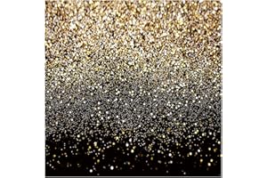 AIIKES 10x10FT Goldene Bokeh Fotografie Hintergrund Schwarz und Gold Glitter Hintergrund Hochzeit Familie Geburtstag Party Dekoration Neugeborenen Foto Hintergrund Studio Requisiten 11-547