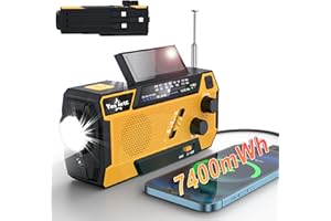 YESIWTC Yestiwc 2000mAh NOAA Emergency Crank Radio with 3 Built-in Cables, Emergency Weather radio with Phone Charger, Solar Charge, Hand Crank & Battery Operated, SOS Alarm&Flashlight for Hurricane Emergency