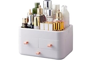 Bingobang Makeup Organiser Storage Drawers, Skincare Cosmetic Organizer Acrylic Large, Tidy for Perfume, jewelery, Brush, Vanity Desk, Dresser, Bedroom, Office, Bathroom (White)