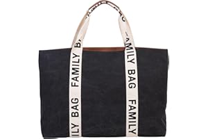 Childhome, Family Bag, Sac à Langer, Sac de Voyage/Week-end, Grande Contenance, Pochette incluse détachable, Collection Signature Noir