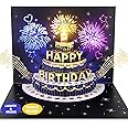 Birthday Cards, Pop-up MUSIC & LIGHTS Fireworks Birthday Greeting Cards, Birthday Gifts for Women Men Husband Wife Sister Friends Kids-Black Gold
