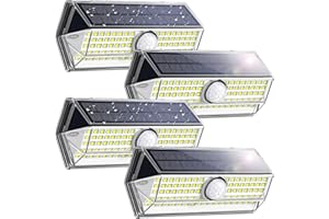 SNOILITE Solar Lights for Outdoors, Improved Solar Motion Sensor Lights with 4 Lighting Modes, Solar Powered IP67 Waterproof Garden Front Door, Yard, Garage, Fence, Deck, Cold White, 4 Pack