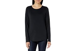 Amazon Essentials Camiseta de Cuello a la Caja, Manga Larga, 100% Algodón y Ajuste Clásico Mujer