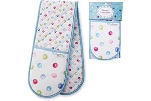 Cooksmart Spotty Dotty Double Oven Gloves for Home Cooking & Baking | Heat Resistant Cotton Gloves with Maximum Protection | Safe & Comfortable Oven Mitt & Potholder for Kitchen