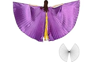 Wuchieal Öffnung Bauchtanz Isis Flügel Dancing Kostüm mit Stöcke Tasche