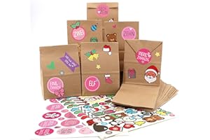 ‎OWLBOOK OWLBOOK® Adventskalender zum Befüllen | Adventskalender 2024 Tüten | Weihnachtskalender zum befüllen | 24 Papiertüten mit Aufkleber | Geschenktüten zu Weihnachten