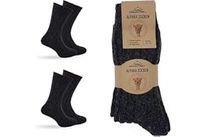 MOUNTREX® Skarpety z alpaki, skarpety wełniane dla kobiet i mężczyzn – skarpety zimowe, ciepłe skarpety domowe, skarpety termiczne, grube, 2 pary