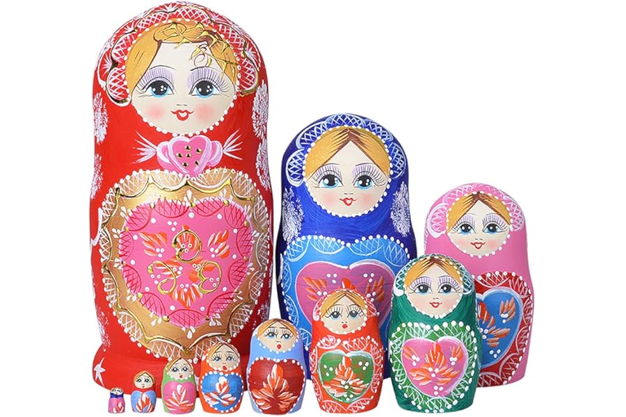 YAKELUS 10pcs Russian Nesting Dolls Matryoshka handmade1051