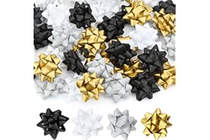 Satiskid 48 Stück Geschenkschleifen, 4 Farben Selbstklebende Geschenkschleifen für Weihnachten Hochzeit und Geburtstag Geschenke, 5cm Mini Metallic dekorative Schleifen für Geschenkverpackungen