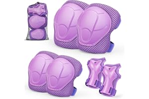 KOUCLAA Kids Knee And Elbow Pads ,6pcs Wrist Guard Knee And Elbow Pads for Children, Kids Sports Protective Gear Set With Mesh Bag for Skateboard, Roller Skating, Biking, And Outdoor Multi-Sports