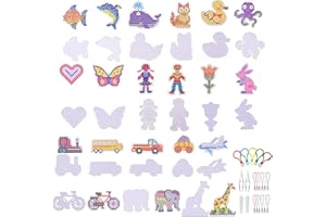 NUUOTP Ironing Beads Plates Set of 20 5 mm Ironing Beads Pegboards Ironing Beads Templates for Crafts Transparent Ironing Beads Stencils with Colourful Cards Accessories for Children DIY Birthday Christmas