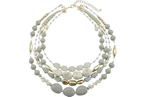 Bocar NK-10533 Collana multistrato con perline, a 4 fili, 43,2 cm, regalo da donna e materiale non metallico(NK-10533)