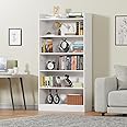 Lukzer Engineered Wood 6 Tier Bookcase Open Book Shelf Storage Cabinet (MR-007 / White / 136 x 24 x 71cm) DIY(Do It Yourself)