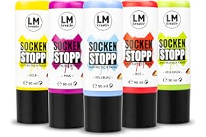 LM-Kreativ Kit antiscivolo per calzini (Set di mix colorato) - ABS antiscivolo, crema Sock Stop, suola liquida per calzini, gommino antiscivolo per calzini