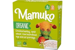 Mamuko Organic Toddler Porridge - Nutrient-Rich Blend of Oat, Bright Buckwheat, Barley, Spelt, Rye Crushed Grains, Ideal for Balanced Diet, 200g Pack