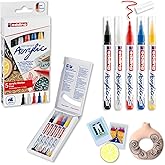 edding 5300 Akrilik Mark&ouml;r 5'Li Set, Temel Renkler, 5 Akrilik Boya Kalemi Seti, İnce Yuvarlak U&ccedil; 1-2 mm