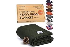 Woolly Mammoth Woolen Company Explorer Collection Couverture en Laine 66" x 90" Vert Olive