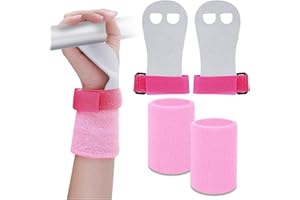 KKVOGMLE Hand Grips Wristbands Sets, 4Pcs Sports Gymnastics Grips Wristbands, Protection and Wrist Support Sports Accessories for Girls Youth Kids Kettlebells Sport Tennis Workout Exercise Yoga Athletic(Pink)