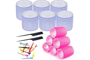 VAIAV Set Rulli per Capelli 12 Bigodini per Capelli bigodini da parrucchiere e 12 mollette per capelli di anatra, per soggiorno, parrucchiere frisée (40 mm 60 mm)