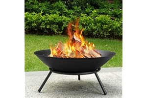 AMAGABELI GARDEN HOME Amagabeli Braciere da Giardino 57 cm Braciere da Esterno in Acciaio con Trepiede Bracere Giardino per Fire Pit per Riscaldamento Barbecue Cestino per Fuoco Festa, Campeggio,BBQ Legna o Carbone