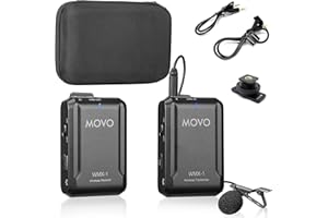 Movo WMX-1 2.4GHz Drahtloses Lavalier-Mikrofonsystem, kompatibel mit DSLR-Kameras, Camcordern, iPhone, Android-Smartphones und Tablets (60 m Audio-Reichweite)