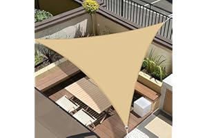 AMAZON BRAND - UMI UMI Vela Ombreggiante Impermeabile 4x4x4m Triangolare Tenda a Vela Protezione Raggi UV 95% Tenda Parasole per Esterno Giardino Terrazzo - Sabbia