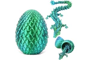 LALASTYLE 3D Printed Dragon in Egg, 8.5CM Mini Dragon Egg, Articulated Dragon Toy in Egg, Detachable Crystal Dragon, Decorate Easter egg stuffing and home office decoration (Green)