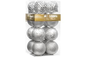 Busybee weihnachtskugeln 16 Stücke 10CM Ornamente für Weihnachtsbaum Silber Christbaumkugeln Weihnachtsdekoration Kugeln