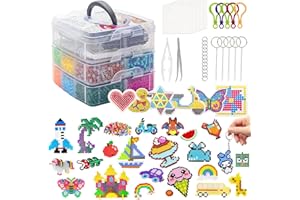 KOOSREEL Kit De Perles à Repasser,11000 Perles De 5mm Avec Boîte De Rangement,plaques De Perles à Repasser,pour Enfants DIY De Loisirs Créatifs Et Bijoux,Cadeau D'anniversaire/de Noël Pour Enfants（24 Couleurs）