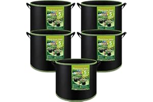 NACHLYNN Pack of 5 15 Gallon Grow Bags Thickened Nonwoven Fabric Pots Heavy Duty Aeration Fabric Pots with Handles Plant for Gardening Fruits Flowers Plant