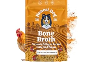 THE HONEST DOG CO Honest Dog Co. Bone Broth for Dogs (225 Grams, 30 Servings) - All Natural Chicken Bone Broth Powder for Dogs - Human Grade Dog Food Toppers for Picky Eaters & Dry Food - Dog Chicken Gravy Granules