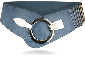 VANESSA & MELISSA Elastyczny damski pasek w talii, ok. 6 cm szerokości pas biodrowy ze srebrnym zapięciem pierścieniowym