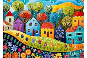 Bullglesup Jigsaw Puzzles for Adults 1000 Pieces, Painting Houses with Poster Interlock Perfectly Letter on Back No Dust, Home Decor Birthday Party Gift Toy for Men Women Elders Seniors (27.5"x19.6")